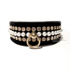 Halsband&Leine Velvet & Pearls schwarz