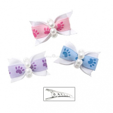 Hunde-Haarschleife Paws blau, pink, lila