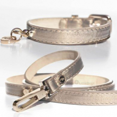 Hundehalsband SHINE beige-gold (Gr.XS)