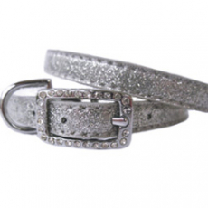 Hunde-Halsband Sparkle silber (Gr.M)