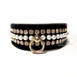 Halsband&Leine Velvet & Pearls schwarz