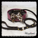 Halsband & Leine 'Leopard Bow' (Gr.M)