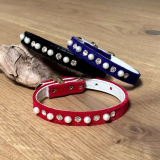 Halsband 'VELVET PUPPY' schwarz, rot, blau