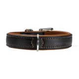 Hunde-Halsband 'Elk Skin' schwarz/ cognac