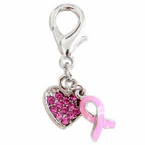 Charm Pink Ribbon Heart rosé