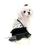 Hunde-Kleid 'Vivian' weiß-schwarz (Gr.XS,L)